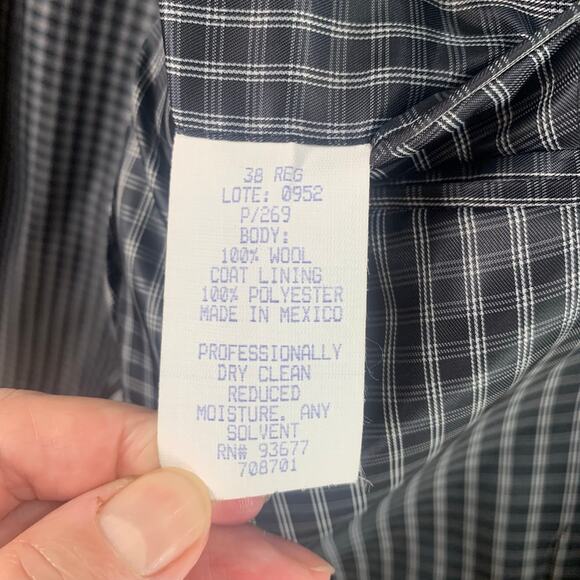 NEW JOE Joseph Abboud Size 38R Men's Windowpane Blazer Jacket Charcoal Gray - Picture 13 of 13